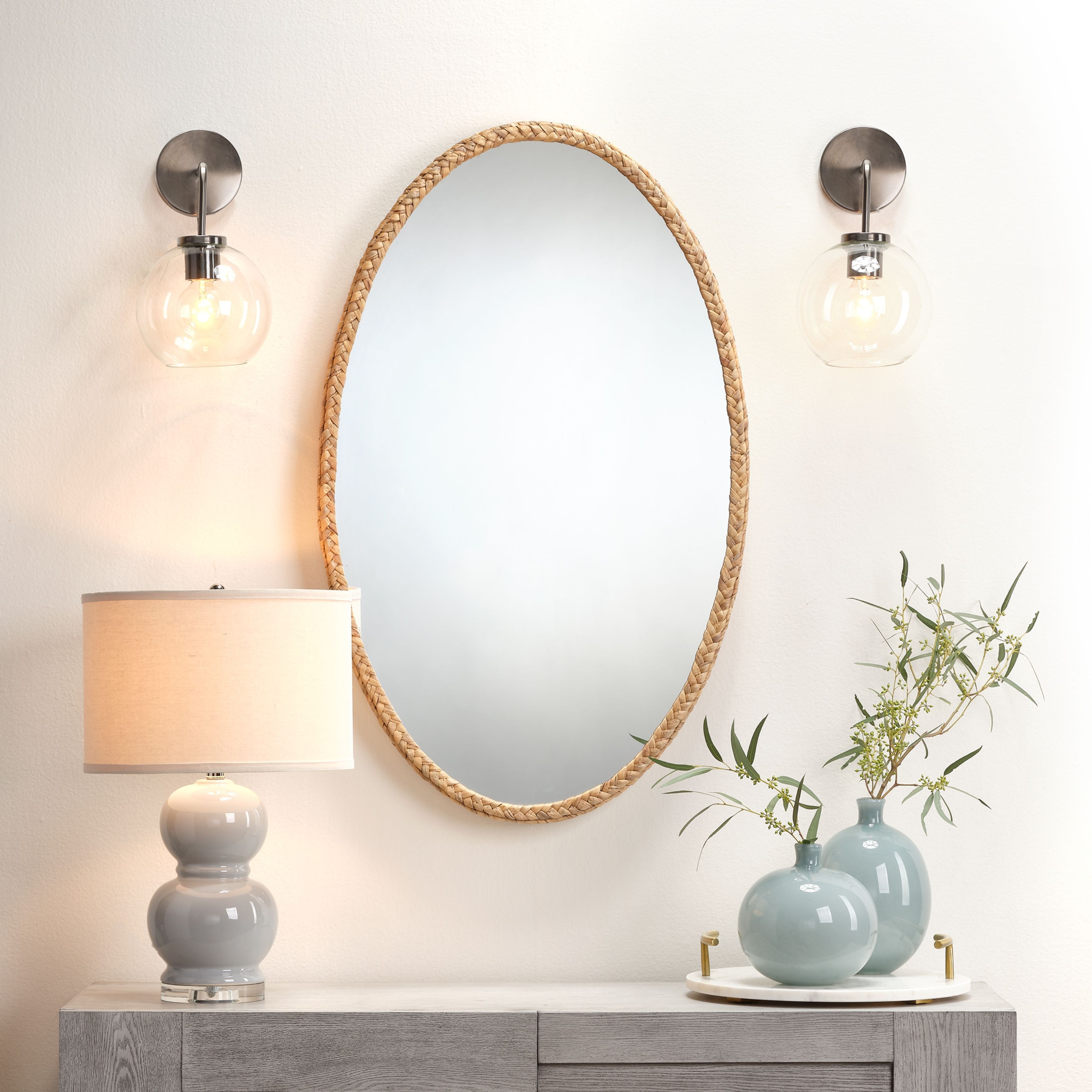 Alden Decor Breeze Braided Oval Mirror