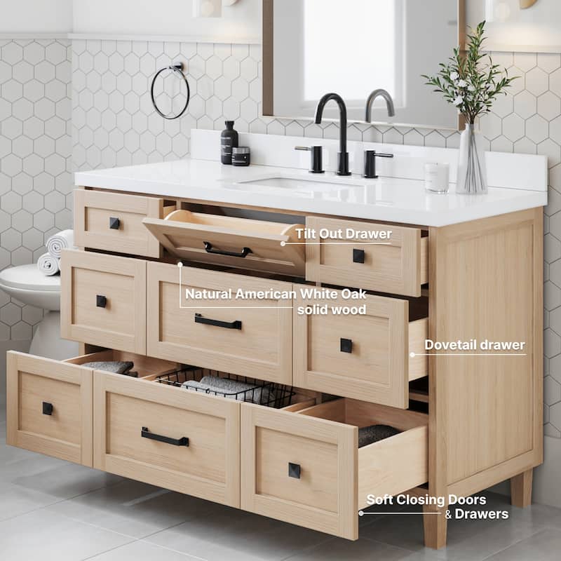 Ariel B55WQRVO Monroe 55" Free Standing Single Basin Vanity Set with