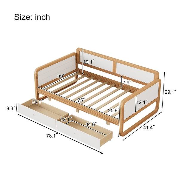 Twin Size Walnut Daybed with 2 Storage Drawers