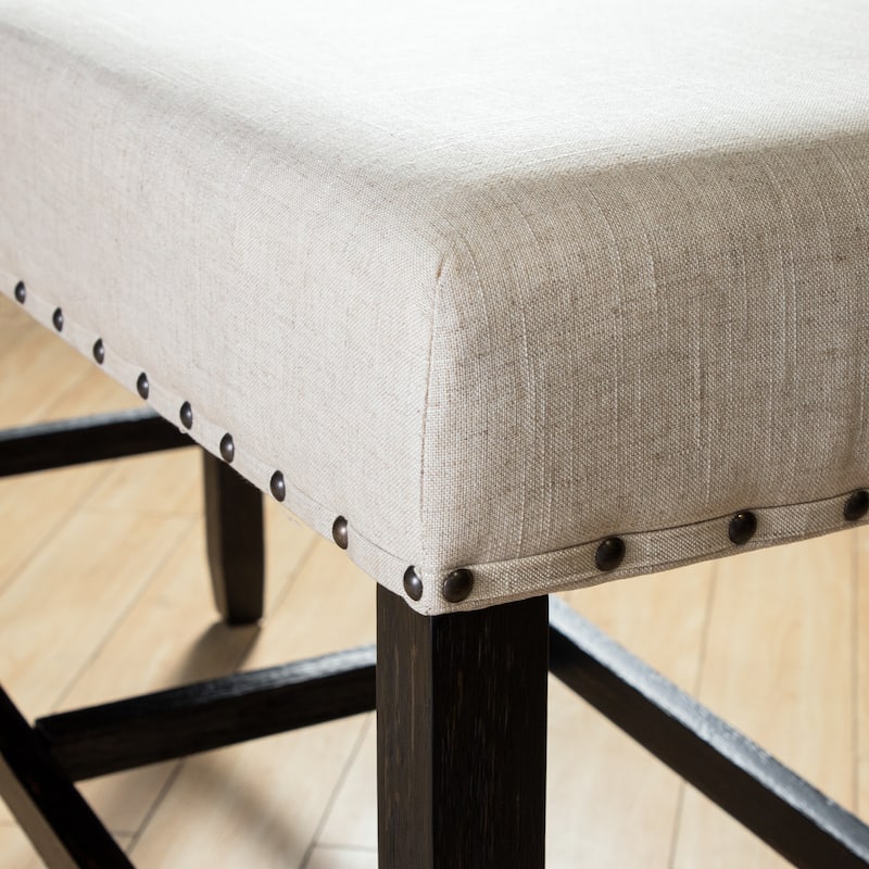 Furniture of America Tays Rustic Linen Fabric 44-inch Counter Bench