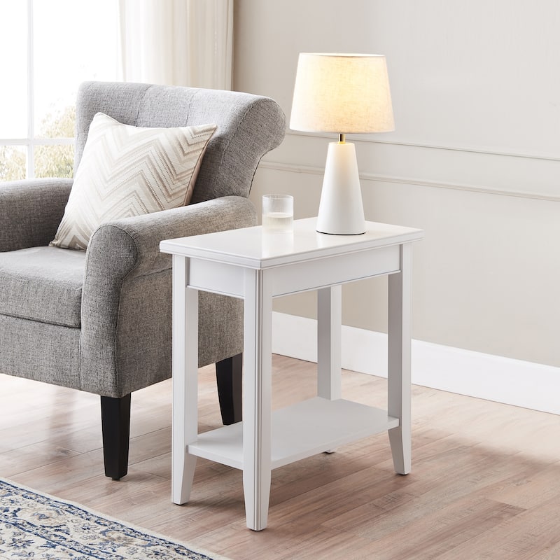 Leick Home Laurent Narrow End Table with Shelf - White
