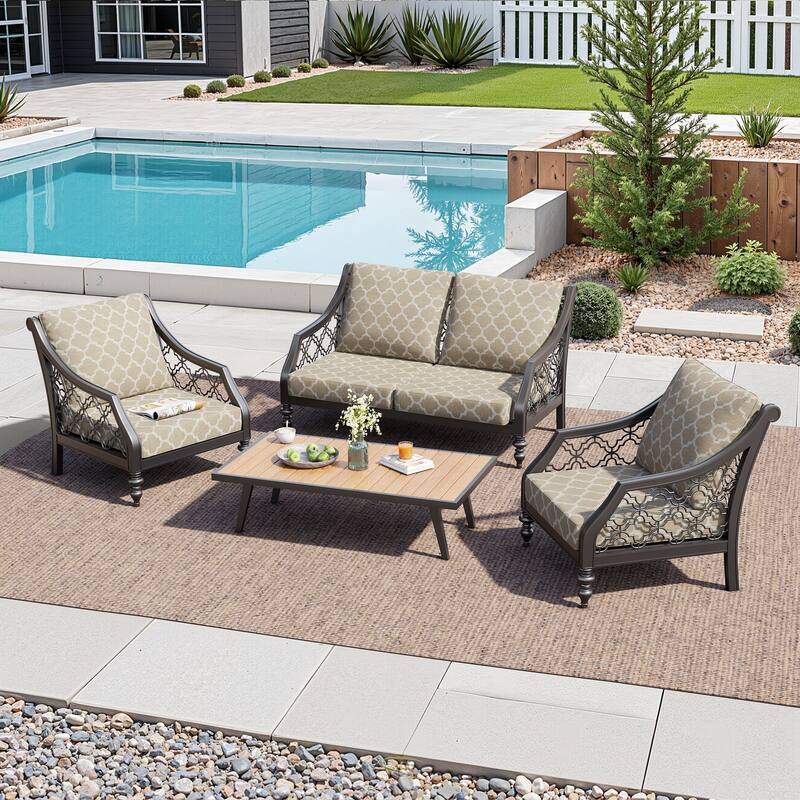 24.4 in W * 27.6 in D Outdoor Patio Deep Seat Chair Cushion Set