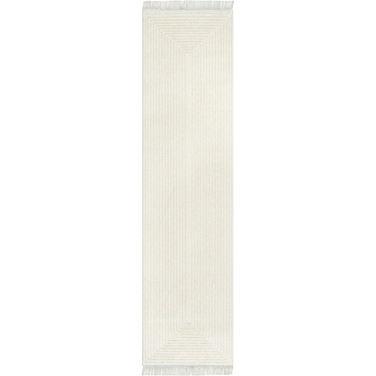 Well Woven Marina Monroe Solid High Low Shag Area Rug - 2' 7" x 9' 10" - Ivory