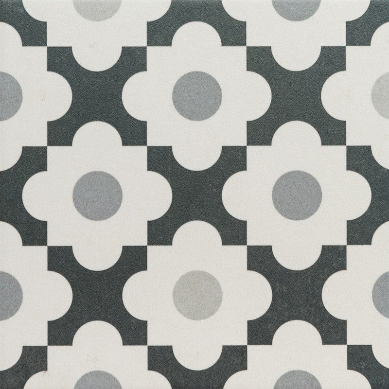 Ellis Taco 6.5x6.5 Matte Porcelain Encaustic Tile - Floor, Wall & Backsplash - 6.5 x 6.5 Sample - Black