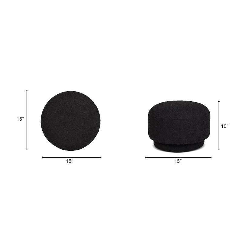 Fuji 15" Faux Sherpa Mushroom Footstool Ottoman