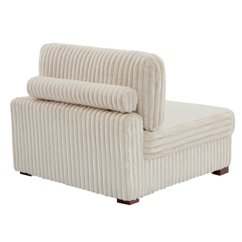 Plush Corduroy Chaise Armchair Modular Lounge Sectional Corner Sofa