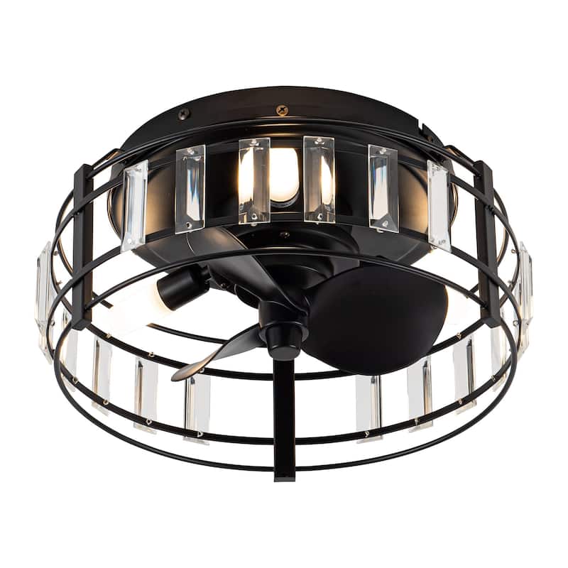 13" 3-Light 3-Blade Modern Crystal Ceiling Fan with Light