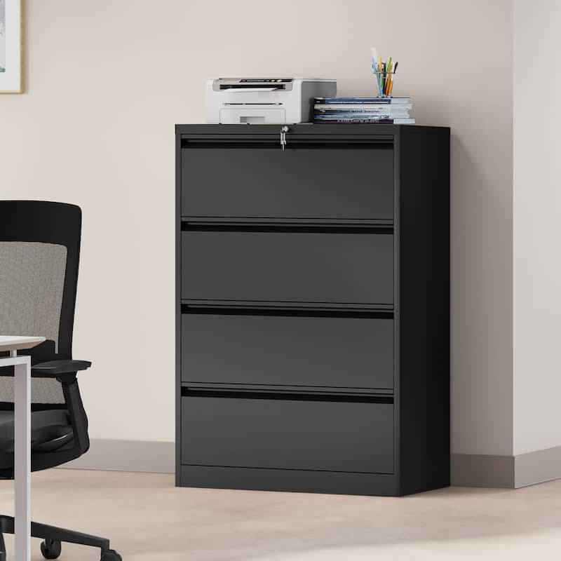 35"W 2/3/4-drawer Lateral Locking Steel File Cabinet for A4, Legal, Letter