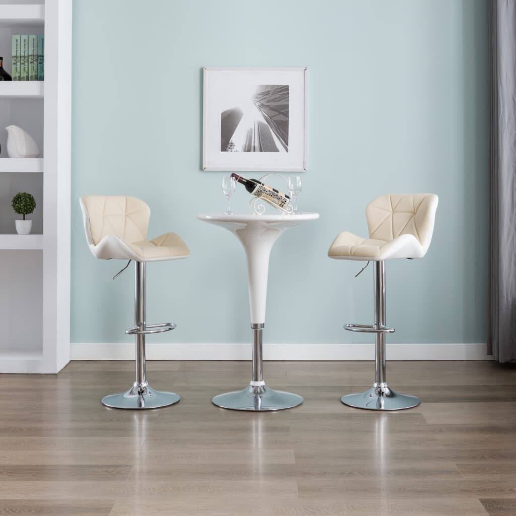 Bar Stools 2 pcs Cream Faux Leather