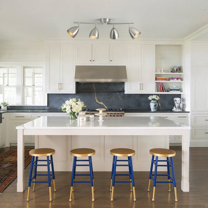 Contemporary 4-Light Adjustable Arm Track Light Semi-flush Mount - 31.9 in