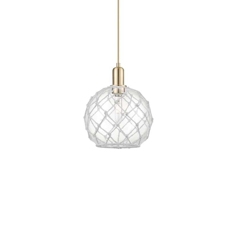 Innovations Lighting 716-1P-13-10 Farmhouse Rope Pendant Farmhouse - Champagne Bronze / Clear Glass with White Rope