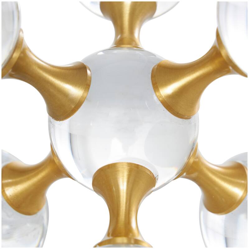 Clear Crystal Orb Inspired Jack Decorative Sculpture with Gold Metal Accents (Set of 2)