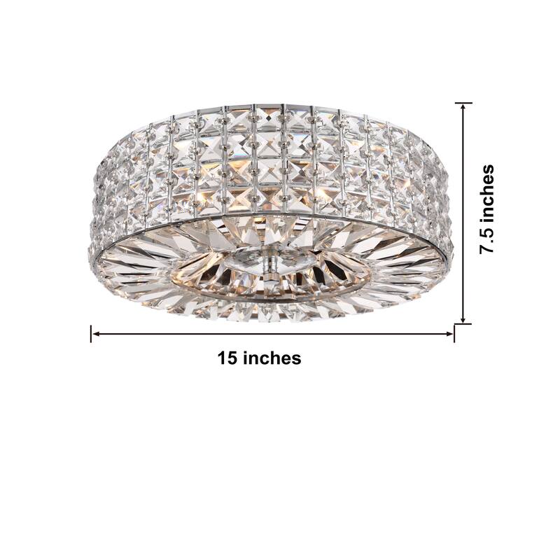 Jolie 4-light Crystal and Prism Round Flush Mount