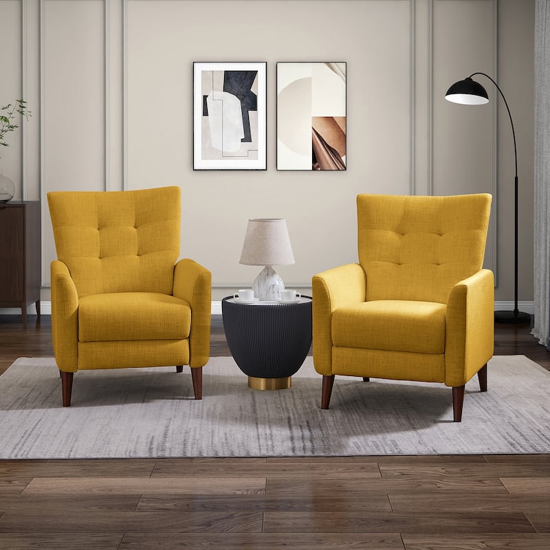Aurora Comfy Recliner with Tufted Back Set of 2 - MUSTARD
