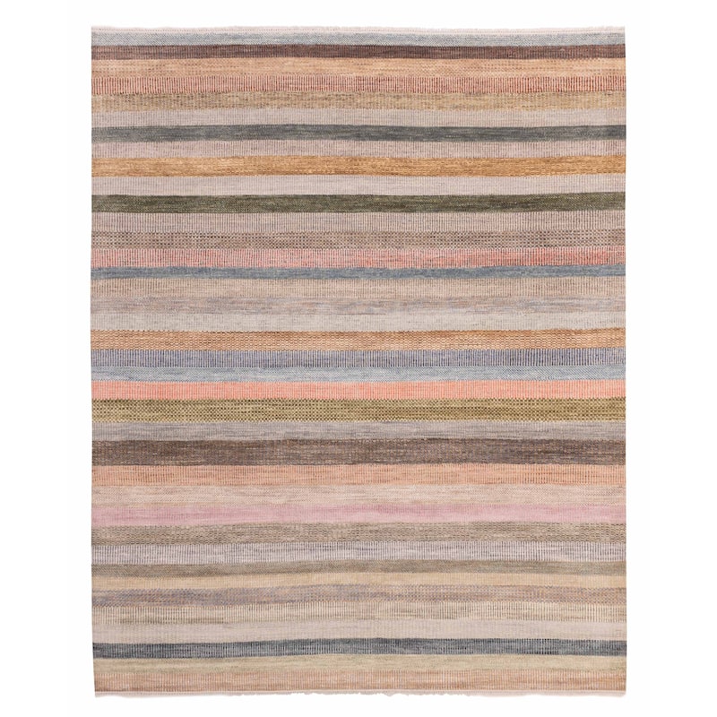 ECARPETGALLERY Hand-knotted Silk Shadow Multi Color Viscose, Wool Rug - 8'2 x 9'10