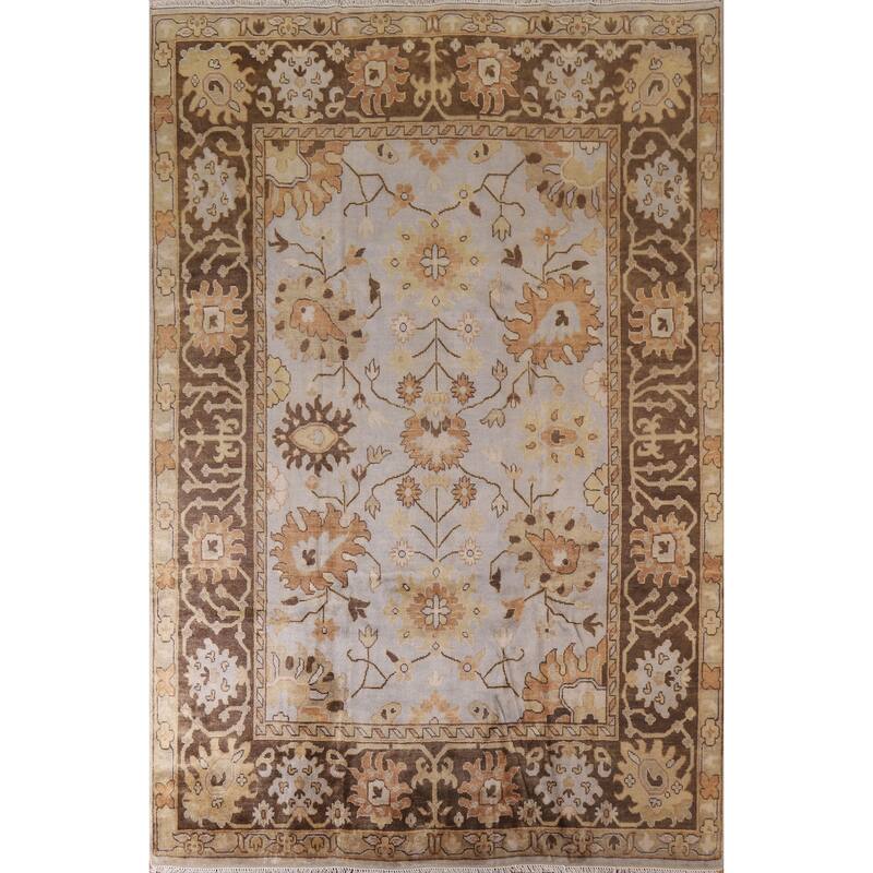 Hand Knotted Oriental 100% Wool Carpet Transitional Geometric Greys & Charcoal Oushak Area Rug - 11' 10'' X 9' 0''