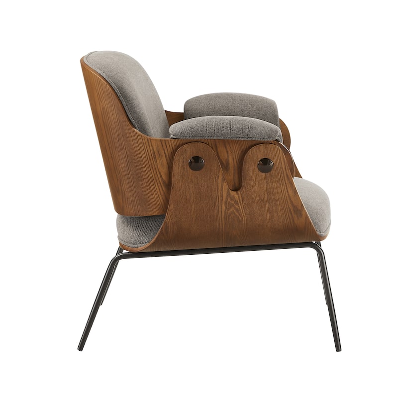 Art Leon Mid-Century Modern Fabric and Wood Accent Arm Chair