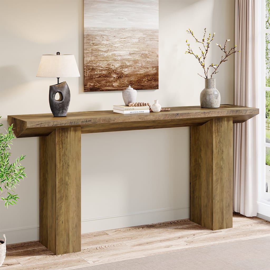 63" Long Sofa Table, Modern Console Table with Thickened Tabletop, Wooden Entryway Table for Living Room, Bedroom