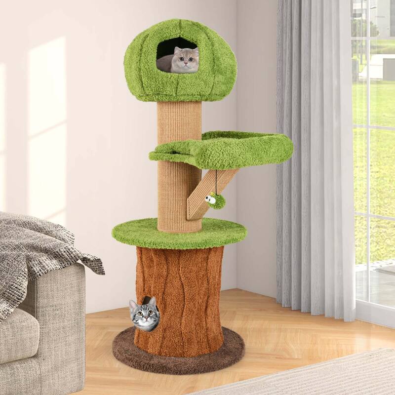 Costway 58" Mushroom Cat Tree for Indoor Cats with 2 Cute Condos Plush - See Details