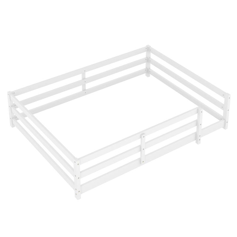 Full Size Floor Bed, Montessori Floor Bed with Fence