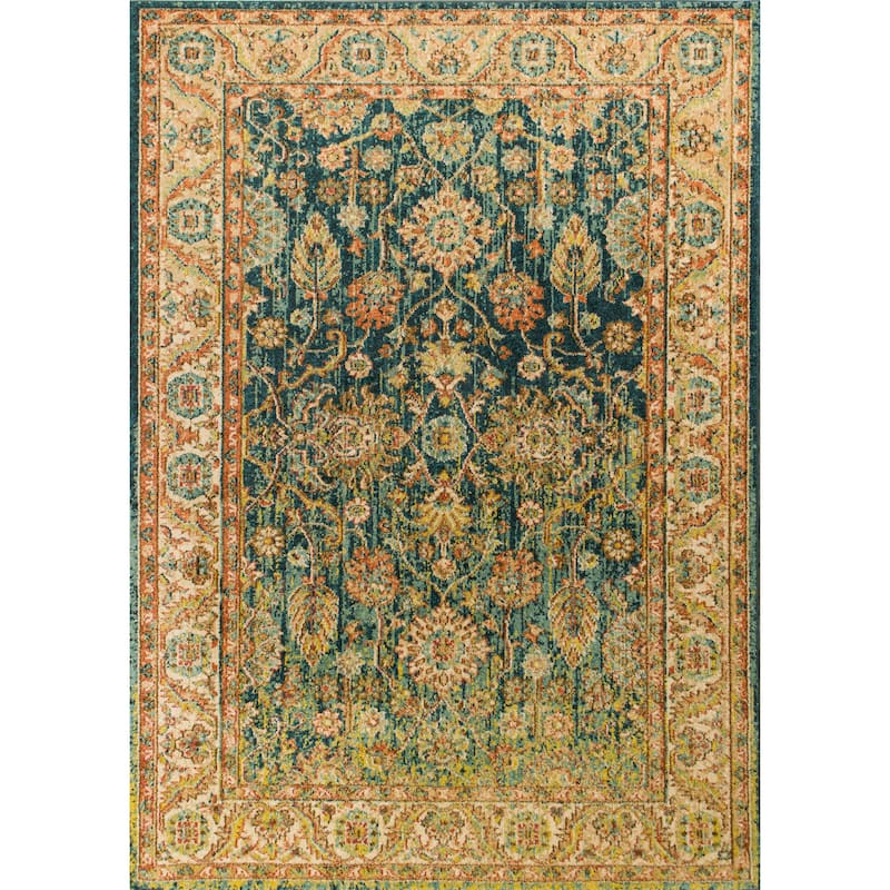 Kas Rugs Casablanca Traditional In Distress Area Rug - 5'3" x 7'7" - Midnight
