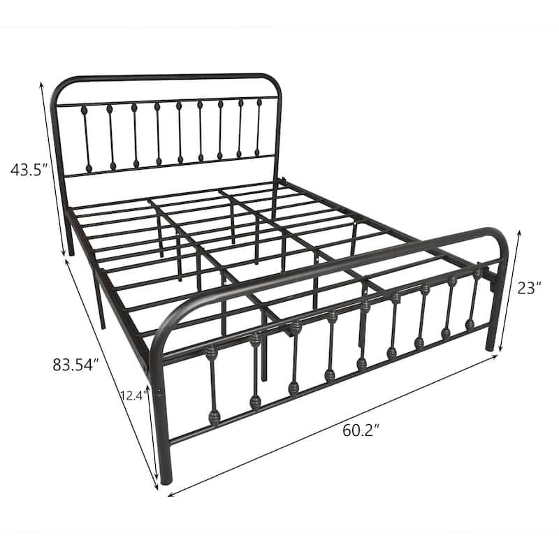 Vintage Victorian Style Metal Platform Bed Frame