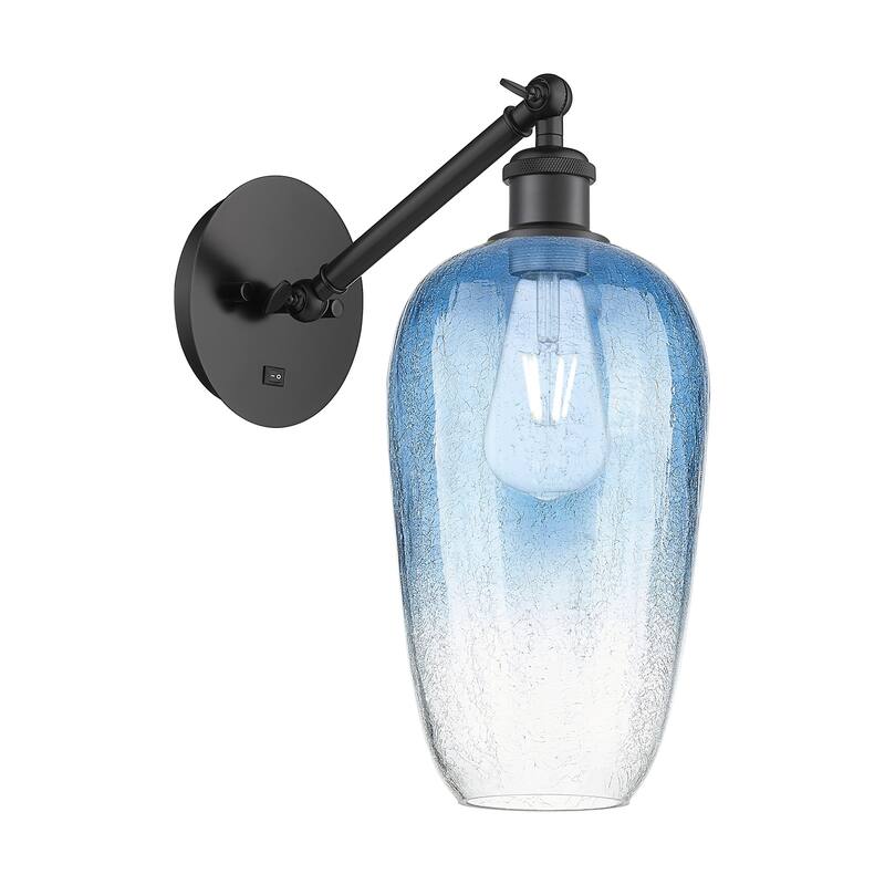 Innovations Lighting 317-1W-15-7 Brookhaven Flute Sconce Brookhaven - Matte Black / Sapphire Blue