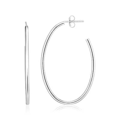Sterling Silver Polished Oval Hoop Earrings