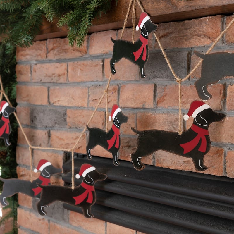 Glitzhome Set of 2 6'L Metal Christmas Tree in Truck Garlands