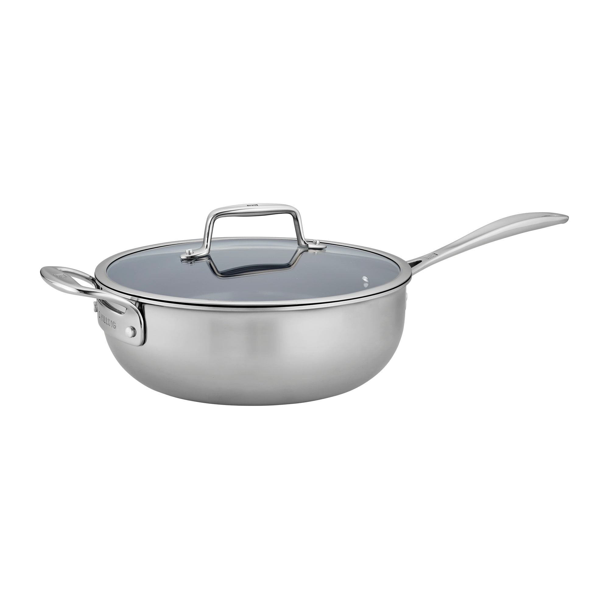 Cook's Essentials 4 Qt Stainless Non-Stick Wok 10.5 Skillet Saute Fry Pan  & Lid