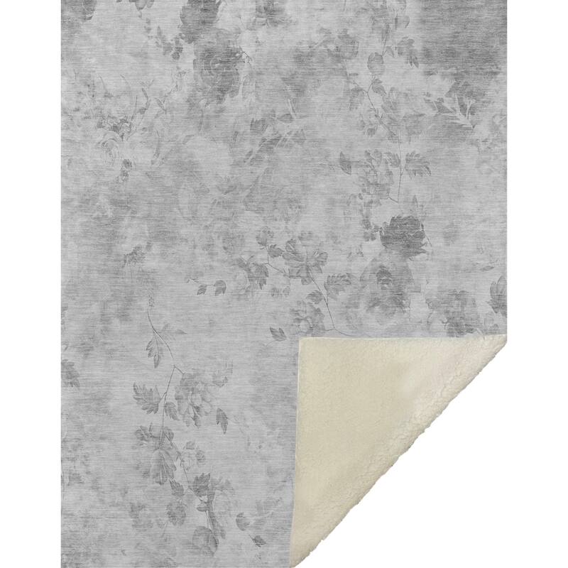 Premium Machine Washable Modern Floral Sherpa Throw Blanket