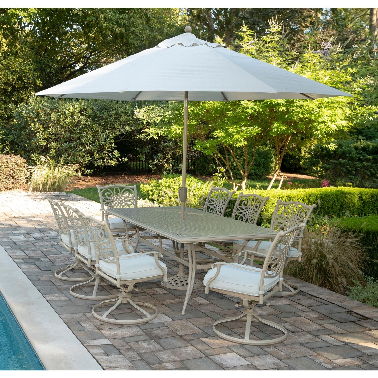 9 piece outdoor online dining set with umbrella