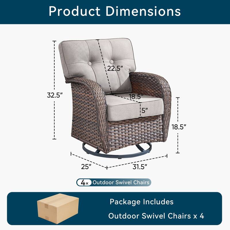 4 Pieces Pocassy Swivel Chair with Soft Cushion