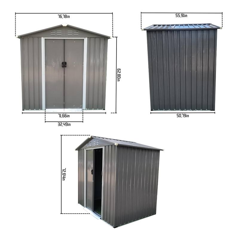 6x4ft Garden Metal Storage Shed outdoor storing tools Rainproof