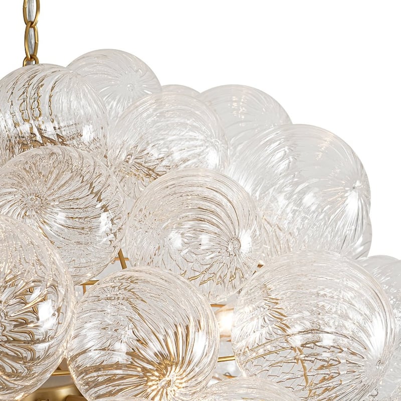 12-Light Glam Clear Twisted Glass Globe Chandelier For Dining Room - N/A