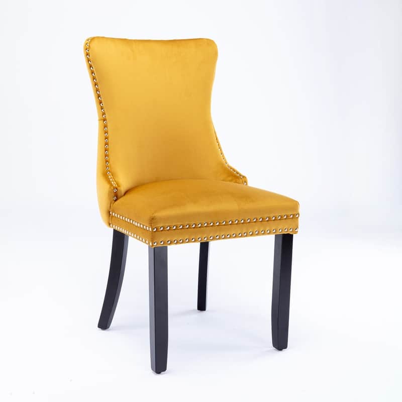 Modern Velvet Upholstered WingBack Dining Chair with Nailhead Trim