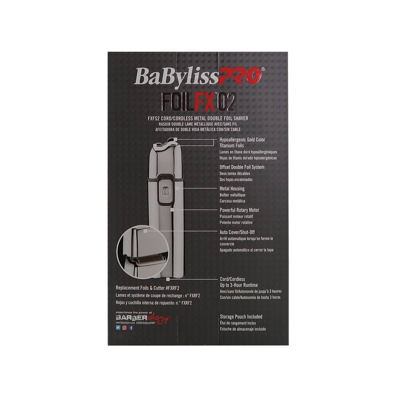 BaByliss Pro FOILFX02 Cordless Metal SILVER Double Foil Shaver FXFS2S-SILVER + BaByliss Pro Fade Brush + 9" Comb