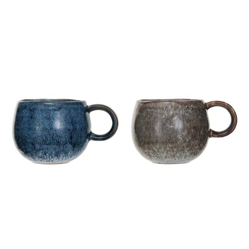 Stoneware Mug Set - 6.0"L x 4.4"W x 3.5"H - 6.0"L x 4.4"W x 3.5"H - Multi - 2 Piece
