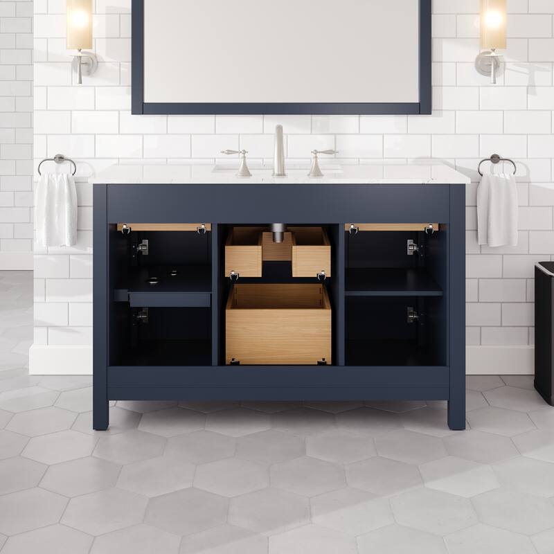 Eviva Artemis Bathroom Vanity with White Engineered Stone Countertop and Undermount Porcelain Sink