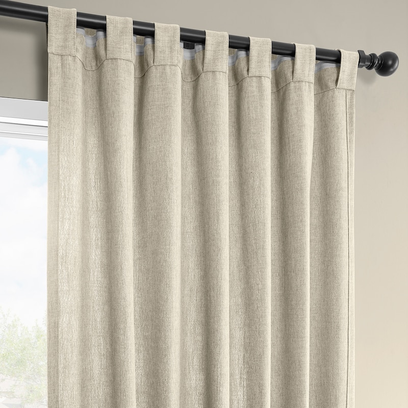 Exclusive Fabrics Basic Faux Linen Curtain Pair - 2 Panels - Light Filtering Window Curtains