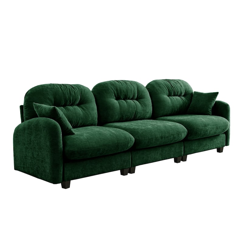 GDF Studio - Bell Modern Chenille Modular 3-Seat Sofa with Ergonomic Tufted Backrest and Wooden Base