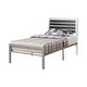 preview thumbnail 2 of 1, Metal Twin Size Bed With Wood Panel Headboard, Silver & Black