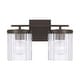 preview thumbnail 4 of 3, 16" W x 9" H 2-Light Vanity with Clear Beveled Fluted Glass - 14.5"W x 9"H x 8"E