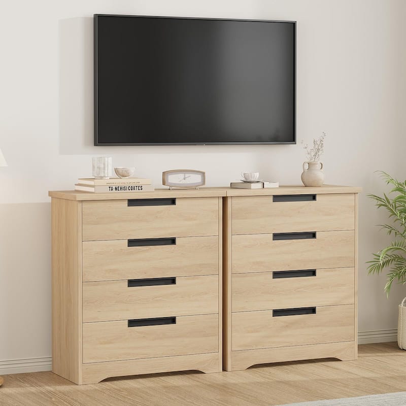 4 Drawer Dresser for Bedroom, Black Chest of Drawers - Beige