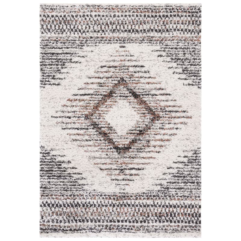 SAFAVIEH Jericho Shag Kendra Boho 1.2-inch Thick Rug - 9' x 12' - Black/Rust