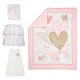 preview thumbnail 2 of 6, Lambs & Ivy Layla Pink/Gold Hearts & Love 4-Piece Nursery Baby Crib Bedding Set