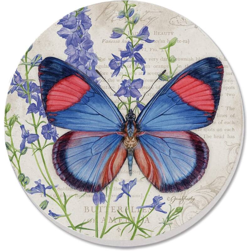 CounterArt Painted Beauty Absorbent Stone Tumbled Tile Coaster Set of 4 Made in The USA Protective Cork Backing - Multi