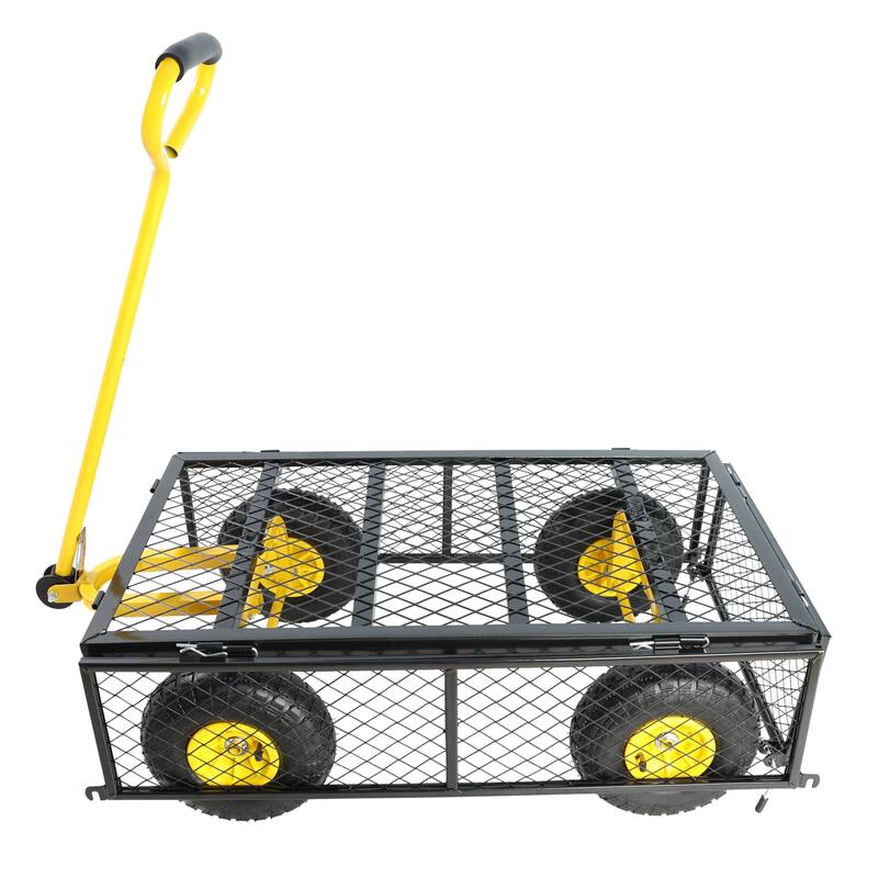 Multifunctional Garden Cart with Removable Side Panels, 550LBS Capacity