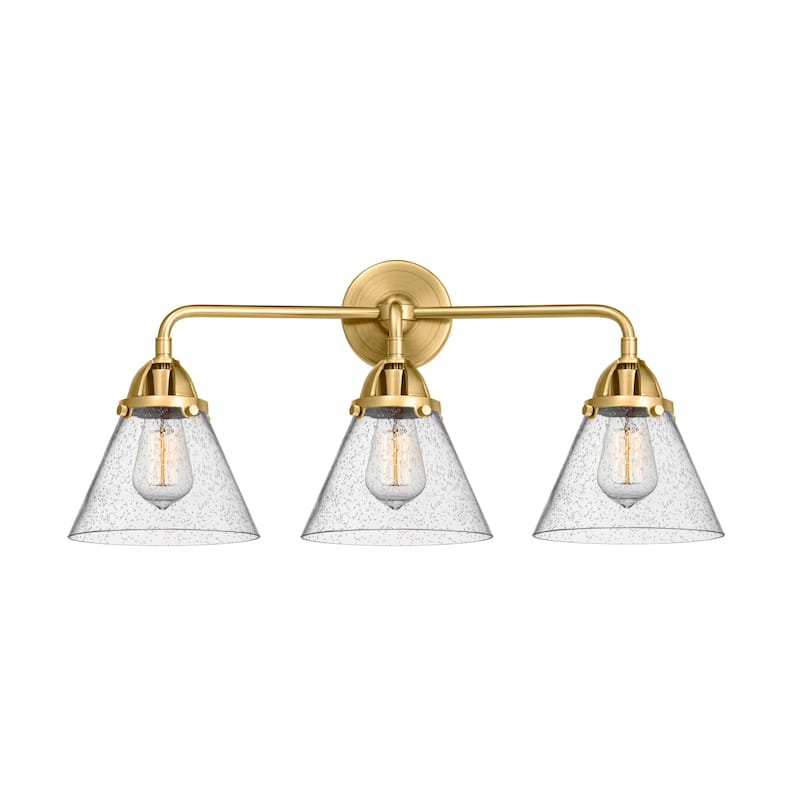 Innovations Lighting 288-3W-11-26 Cone Vanity Cone 3 Light 26" Wide - Satin Gold / Seedy
