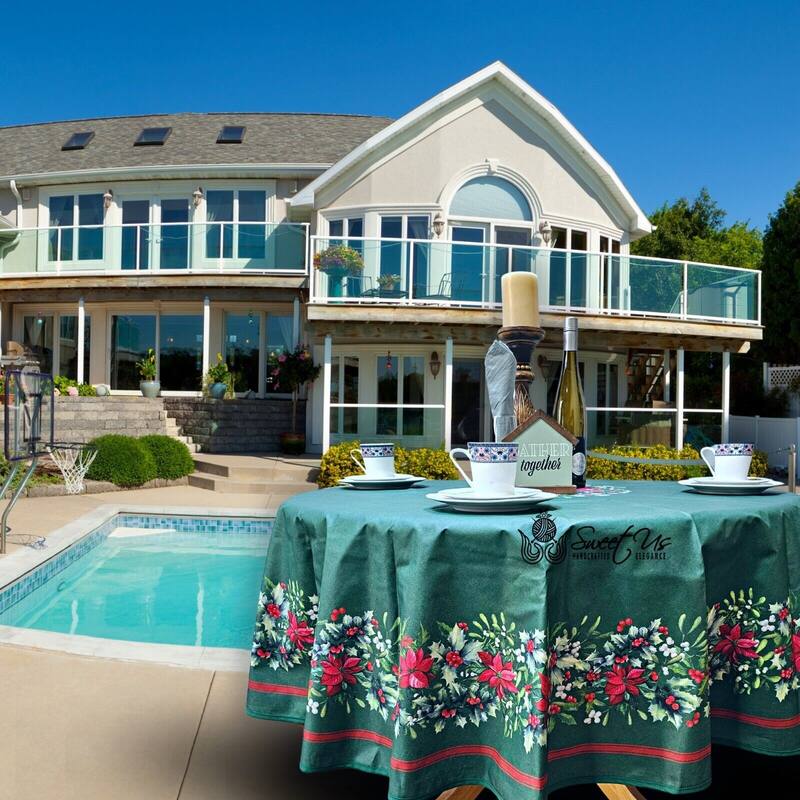 Christmas Acrylic Coated Wipeable Spill Resistant French Tablecloth